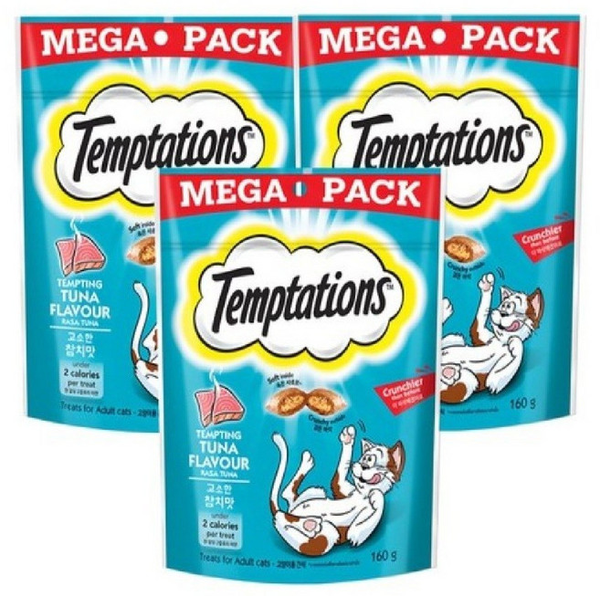 템테이션 고양이 스낵, 고소한 참치맛, 160g, 3개
