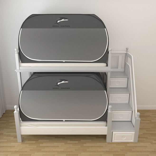 기숙사 침대용 암막 모기장 0.9m 너비 접이식 보온 텐트 하단 그레이 무지