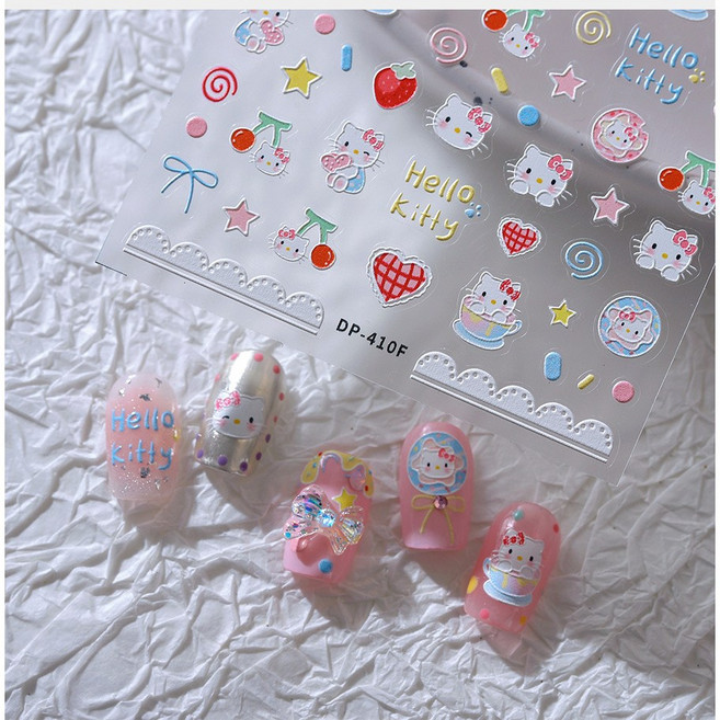픽한가득 귀여운 헬로키티 리본 스트로베리 하트 네일스티커, 1개, JL-004