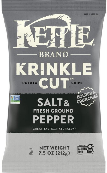 Kettle Brand 레이스 감자칩 크링클 컷 소금과 후추 212g 백, 1개