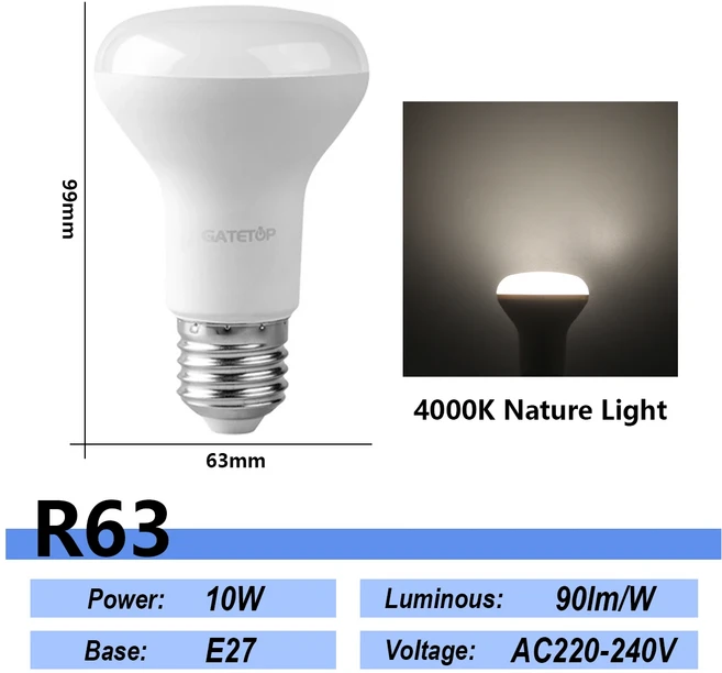 1-20Pcs LED 목욕 전구 램프 E27 E14 버섯 R50 R63 R80 220V 6W 10W 12W 비 스트로브 따뜻한 차가운 빛 ERP, 02 R63 4000K, 04 5 pcs, 01 AC220V-240V
