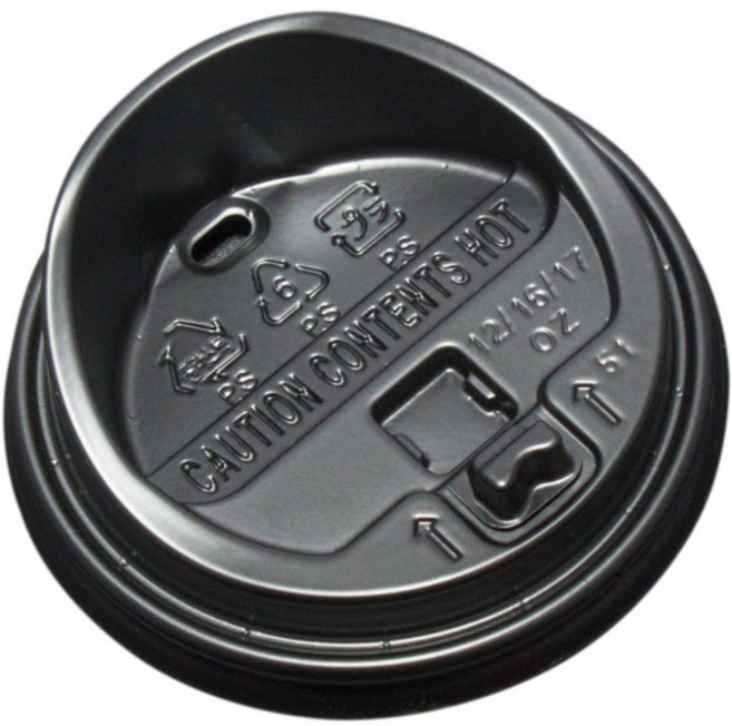 코디마트 12 16온스 테이크아웃 종이컵뚜껑 타공형 100개 블랙, 1개, 100개입, 머그리드형