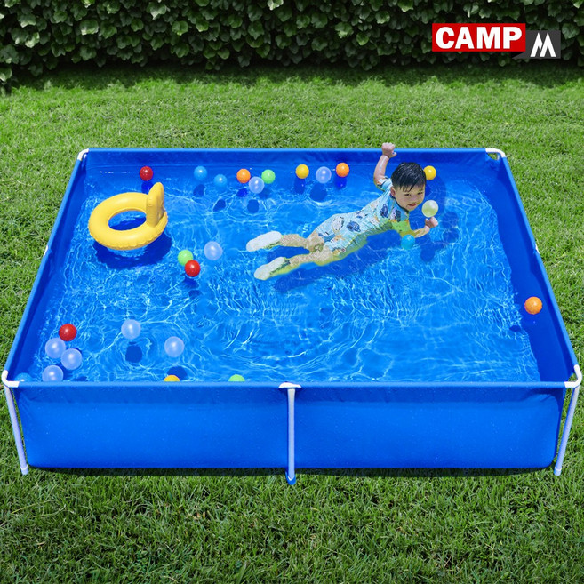 CAMPM 어린이 대형 사각 프레임 풀장 가정용 마당 물놀이 수영장 유아 중형 베란다 물놀이장 야외 간이 조립식 성인 깊은 야외용 수영장 강아지 수영 매트 아기 볼풀장 BEST, 1개