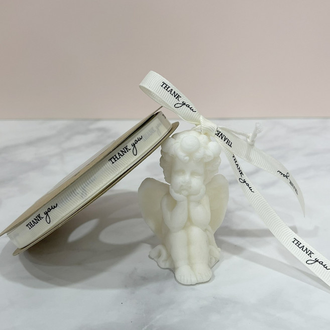 포장용 영문 레터링 리본 선물포장 답례품 1cm 면리본 코튼, 1개, 10mm, 아이보리 - THANK you