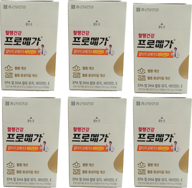 종근당건강 프로메가 알티지 오메가3 듀얼 60정, 30회분, 6박스