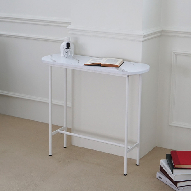 [한정수량특가]마블 타원형 미니 심플 콘솔 800, 단품