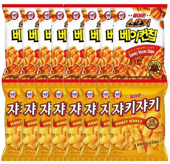 브랜드없음 쟈키쟈키 70g + 돌아온 스모키 베이컨칩 8개씩 한박스, 1개