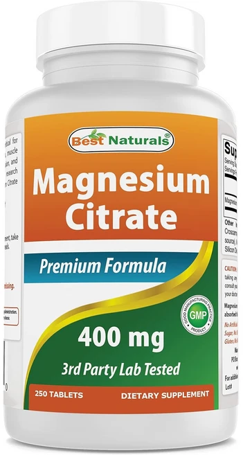 베스트네츄럴스 마그네슘 시트레이트 200mg 타블렛, 1개, 250정 - 쿠팡