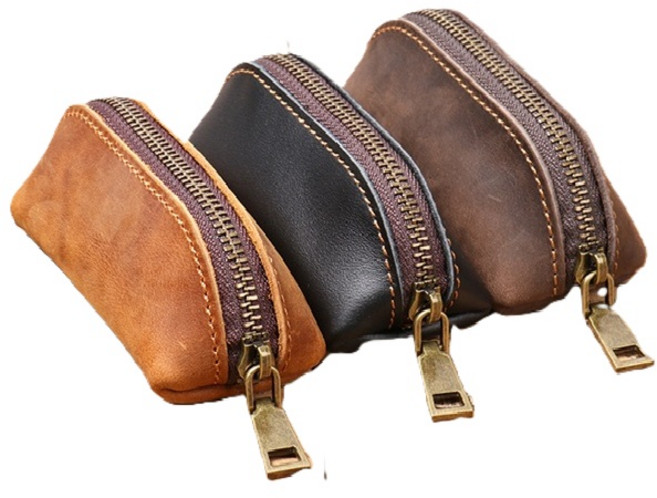 가죽 인감 도장지갑 파우치 지퍼 도장 케이스, 블랙