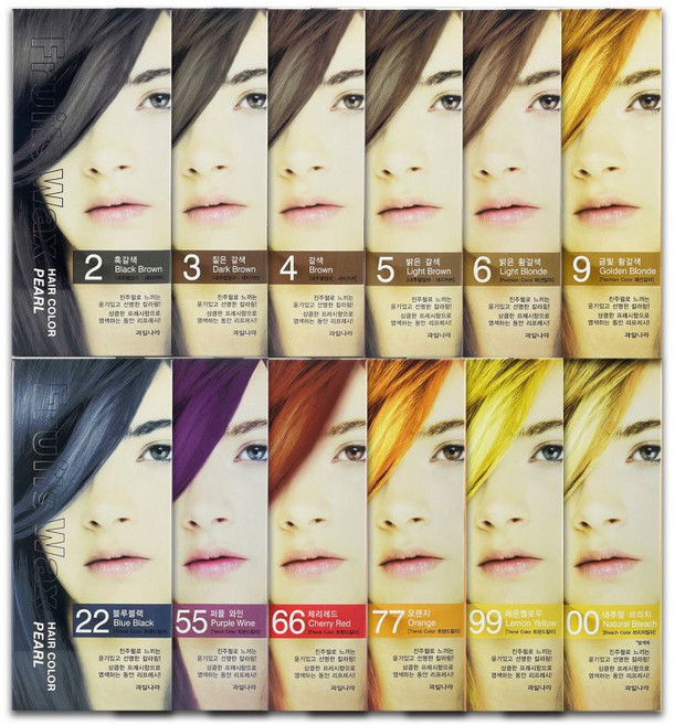 과일나라 후루츠왁스 헤어칼라 염색약 12종 선택형-O 후루츠염색약 염모제 새치커버 멋내기염색약, 06-9호 금빛황갈색, 1개