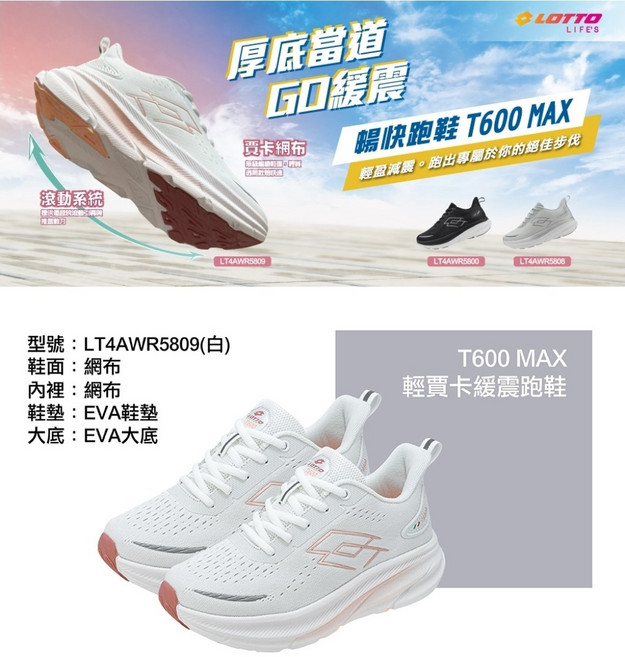 LOTTO T600 MAX 輕量緩震跑鞋 LT4AWR5809