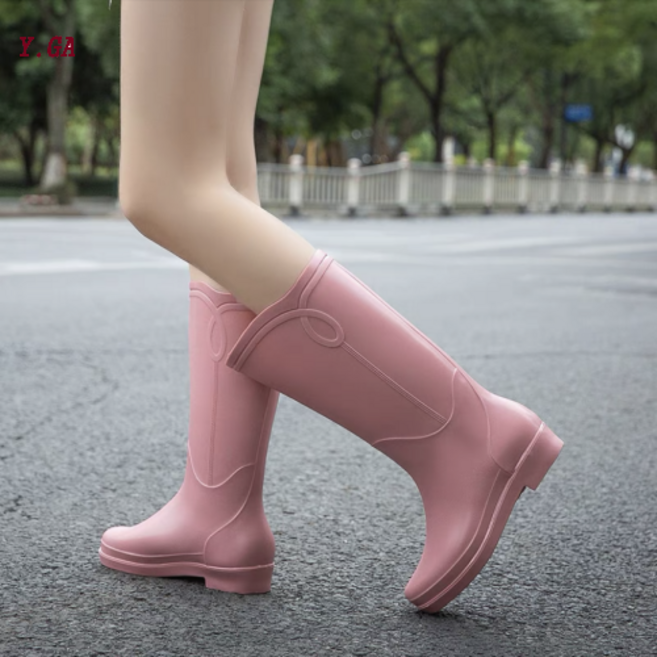 Y.GA 여름 여사 레인슈즈 여성 미들 레인부츠 푹신한 가벼운 레인부츠 장마 필수 여성 롱 레인부츠 가을 겨울 방한장화+기모버선 미끄럼 방지 방수 낚시용 다용도화 주방화 위생장화