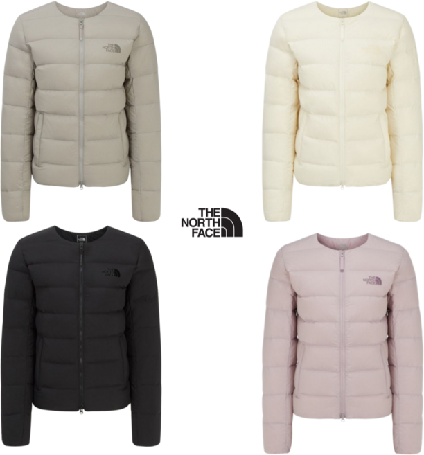 노스페이스 여성 라운드넥 경량 구스다운 패딩 재킷
