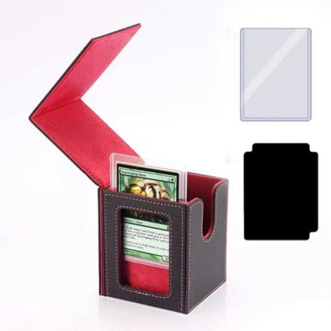 TCG 보드 게임 카드 데크 보관함 매직 커맨더 데크 박스 mtg 카드 운반 오거나이저 케이스 트레이딩 탑로더 1 개 제공, 7) Black Red, 1개