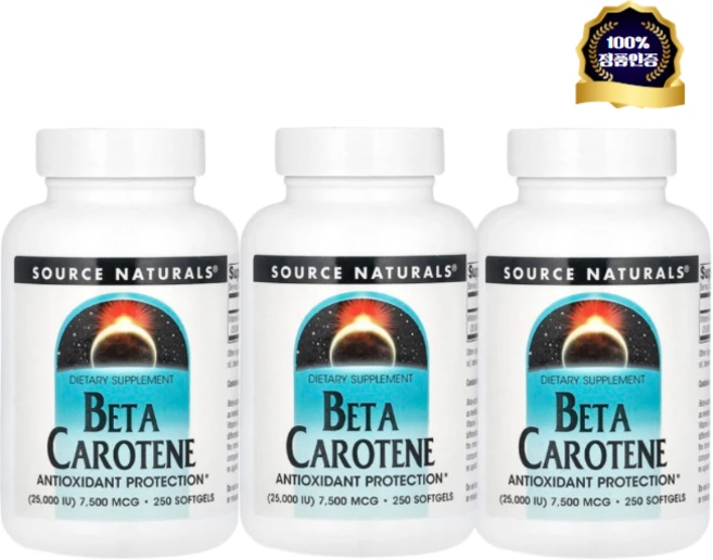 Source Naturals 소스 내추럴스 베타 카로틴 25000IU Beta Carotene, 3개, 250정 - 쿠팡