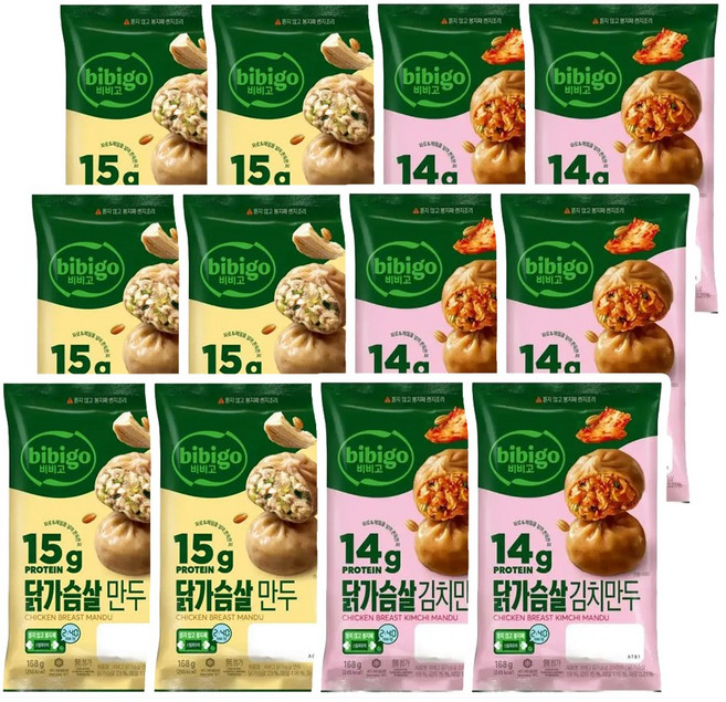 CJ 비비고 닭가슴살 만두 2가지맛 168g 12ea