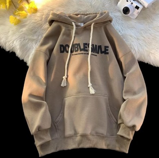 帽T男 美式復古英文字母印花 刷毛薄款連帽衛衣 秋冬季 男女情侶大學款 韓版日系