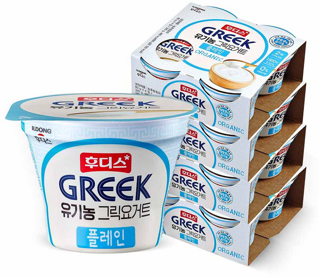 후디스 유기농 그릭요거트 플레인, 80g, 16개