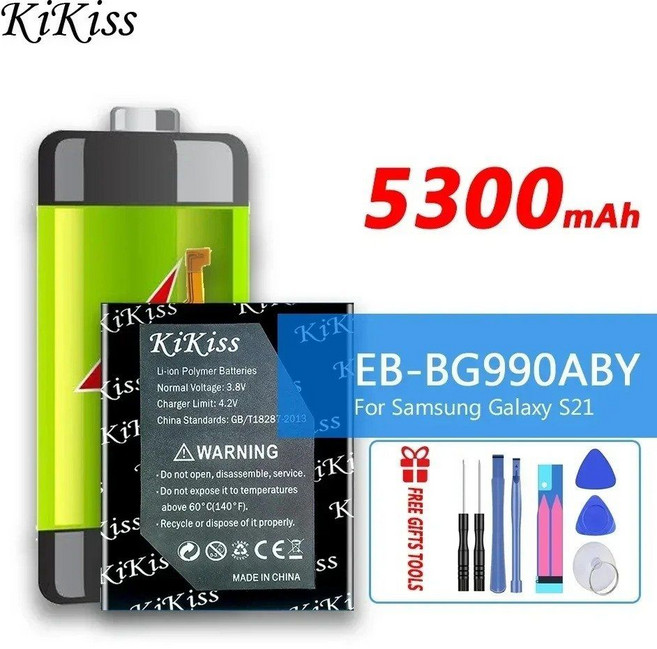 Kikiss 강력한 배터리 EB-BG990ABY S21 FE 5G SM-G990 5300mAh