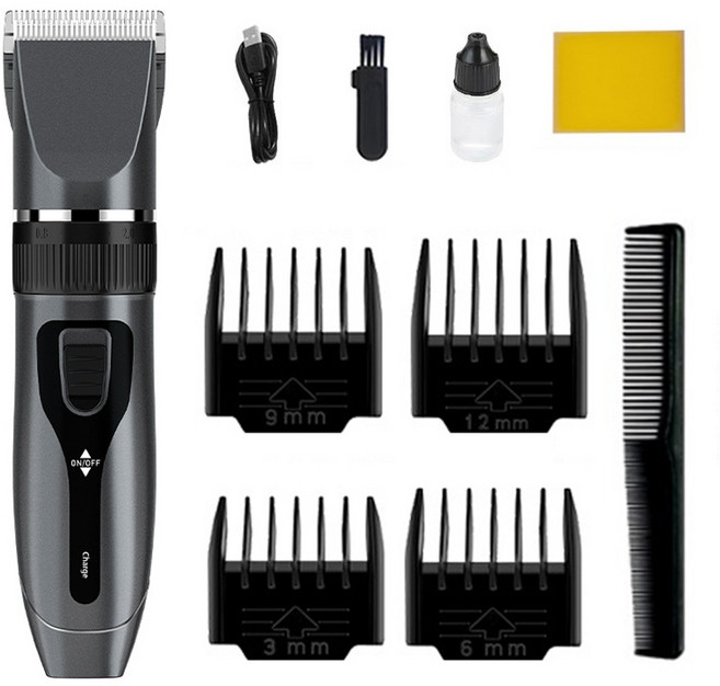 퀸코리 남자머리 바리깡 가정용 남자 무음 바리깡, 그레이, 그레이