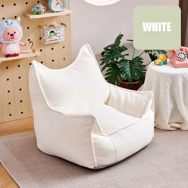 귀여운 어린이용 구름 디자인의 레이지 소파 | 노르딕 빈백 의자 – 남녀 모두를 위한 편안한 독서 공간, 02 White, 1개