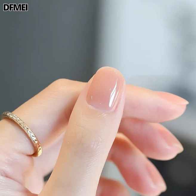 DFMEI 油性指甲油免烤不可撕持久不掉色快乾顯白細閃裸色夏季塗手塗腳, 1個, 1g, 03果凍奶咖:如圖