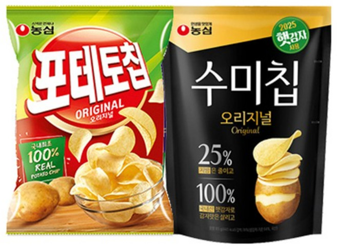 포테토칩 60g x 4봉 + 수미칩 85g x 4봉, 없음