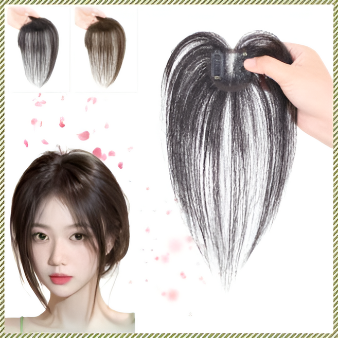 하트 가발 리얼 헤어 정수리 볼륨 볼륨 홑겹 반수직 가볍고 통기성 정수리가발 집게핀 유순하다 가볍다 헤어스타일 단추를 잠그고 흩어지다/재발급하다, (2개)프렌치앞머리-모카*1+세미하프-모카*1