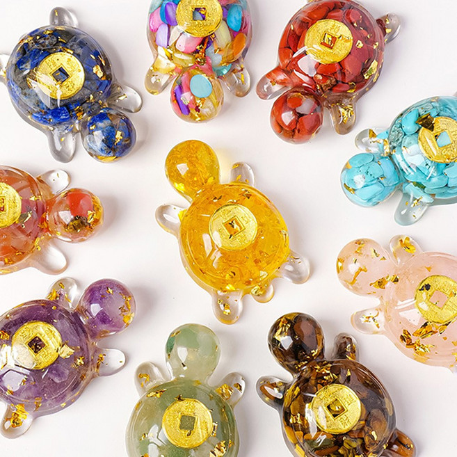 풍수 인테리어 엽전 거북이 소품 천연크리스탈 장식품 재물운 금전운 이사선물 집들이선물 개업선물 외국인선물 운수대통 거부기, 자수정