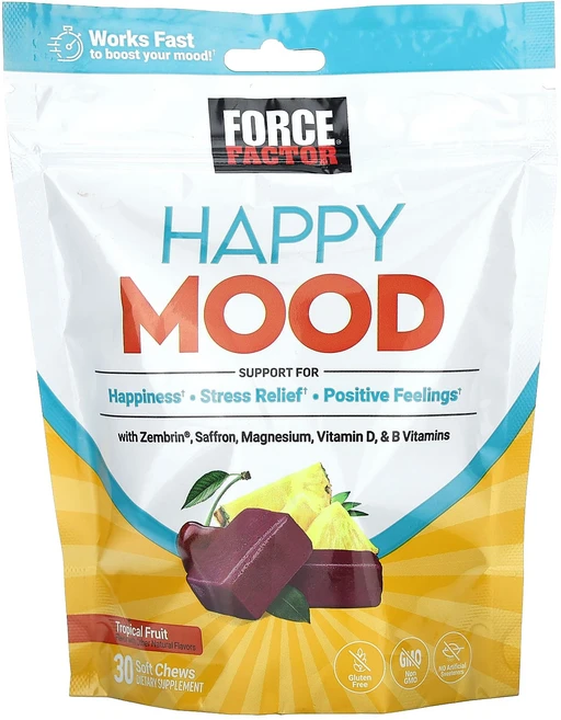 Force Factor Happy Mood 열대 과일 소프트츄 30개, ForceFactorHappyMood열대과, 1개 - 쿠팡