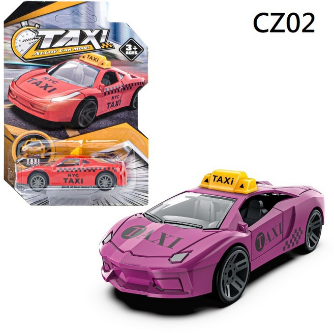 合金模型車 1/64 兒童玩具車 大腳車 似風火輪, 1個, 出租車CZ02 紫