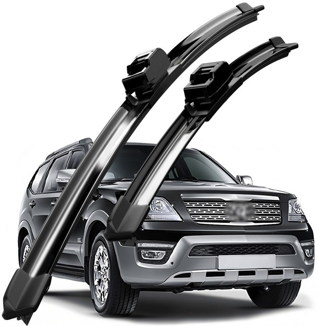 호환 기아 모하비/더 뉴 모하비/모하비 더 마스터(HM) 2008-2024 와이퍼 초발수 저소음 자국 없음 전면 와이퍼 블레이드 2종 세트, 검은색, 모하비/ 모하비 더 마스터(HM) 2008-2024