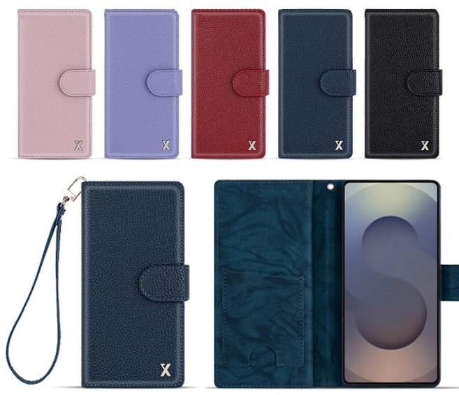 갤럭시 S25 케이스 SM-S931 메이더블 장지갑형 수납(양면똑딱이)펼침 가죽(오플) 스트랩 다이어리