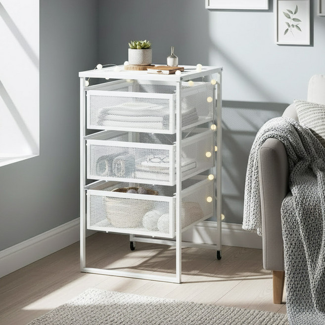 이케아 LENNART 렌나르트 서랍 유닛 철제 서랍장 정리함, 화이트 103.261.78, 3단