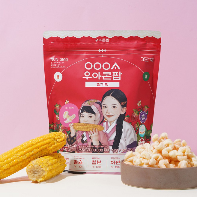 우아 콘팝, 1개, 40g, 딸기맛