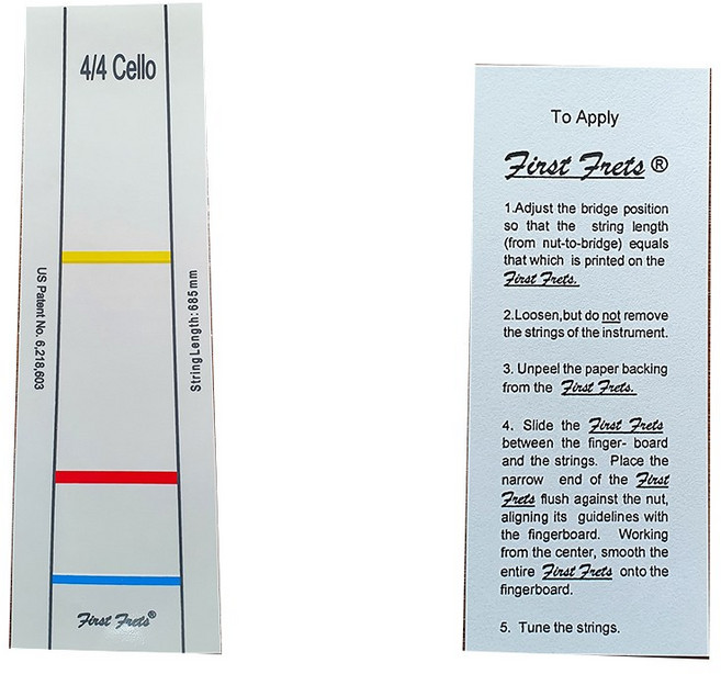 퍼스트 프렛 음계 표시 지판 스티커 첼로, 첼로3/4, 1개