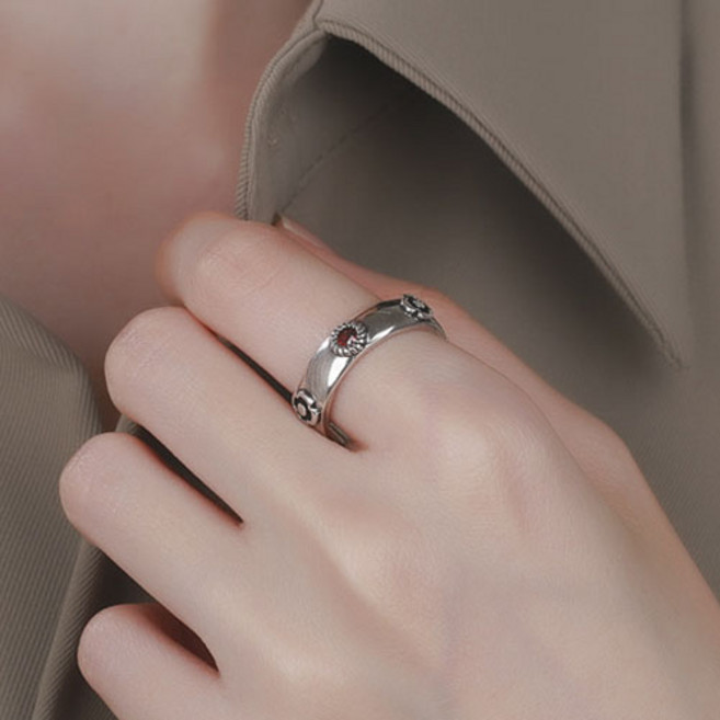 여성 유니크 볼드 실버 큐빅 레이어드 레이어드 오픈링 반지 A2666