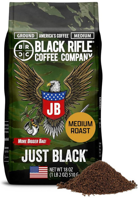 블랙 라이플 커피 저스트 블랙 분쇄 커피 510g Black Rifle Coffee Company Just Black, 18온스(1팩), 76의 정신, 1개