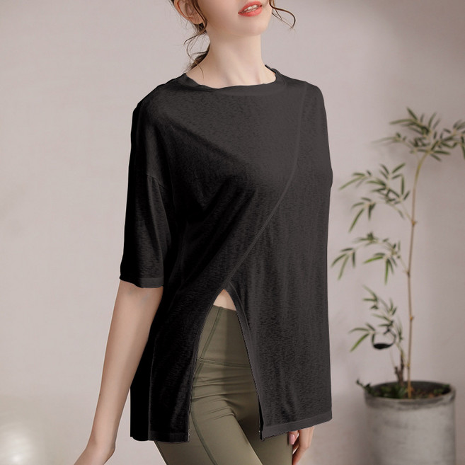 뉴텐셀 눈꽃 트레이닝 상의 여 루즈핏 날씬해 보이는 반팔 티셔츠 러닝 헬스 블라우스 요가복 여름