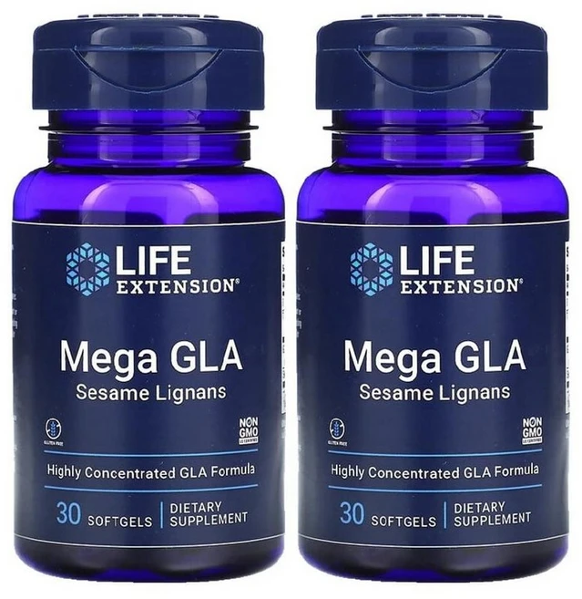 라이프익스텐션 Mega GLA 감마리놀렌산 메가 참깨씨 오메가6 400mg 30정 2병, 2개 - 쿠팡