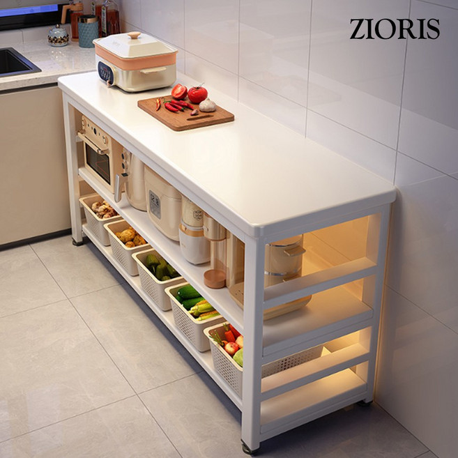 지오리스 멀티플 최대 하중 300kg 프리미엄 3단 와이드 주방 수납장, 올화이트