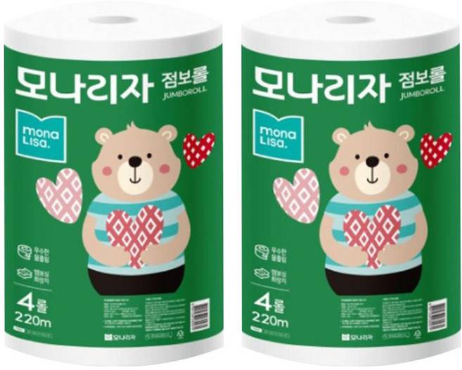 모나리자 점보롤 업소용화장지 2겹 220m 4롤x2팩