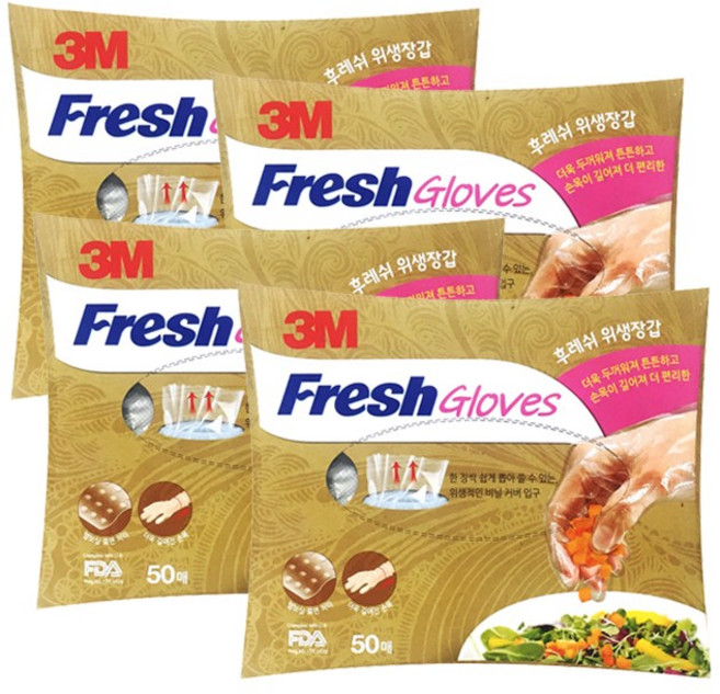 쓰리엠 후레쉬 장갑, 50개입, 4개