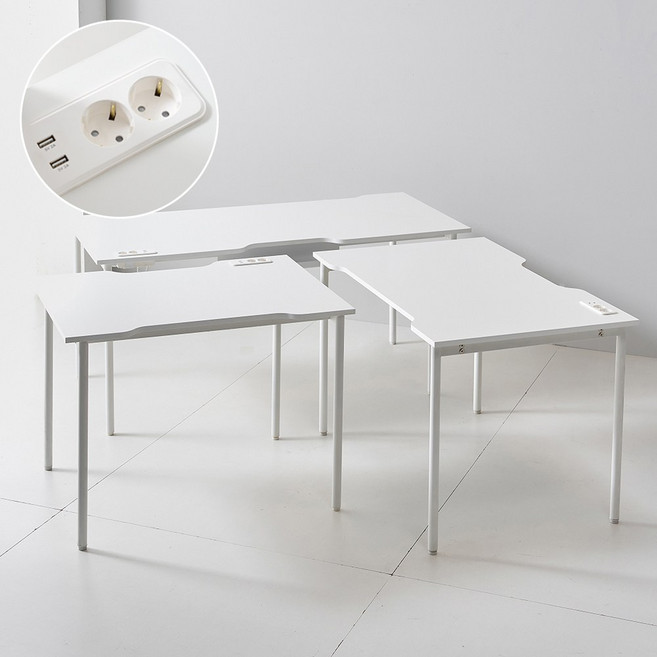소담갤러리 밀리 콘센트 철제책상 화이트 블랙 컴퓨터책상 테이블 1000~1600(mm)