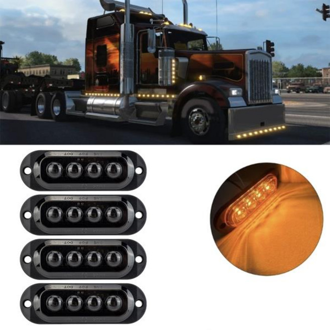 탑차부품 트럭 스카니아 LED 사이드 마커 라이트 앰버 비콘 신호 표시 램프 주차 조명 스카니아 DAF 트레일, 한개옵션0, 기본