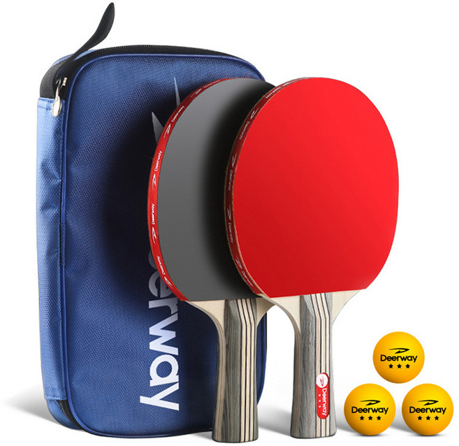 쉐이크 탁구라켓 2개+탁구공 3개+가방 세트 입문용 초보자용, 1개
