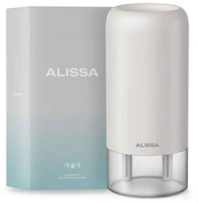알리사 미니 초음파 사무용 무선 탁상용 충전식 가습기 700ml + 필터 4p 세트, AH1, GRAY
