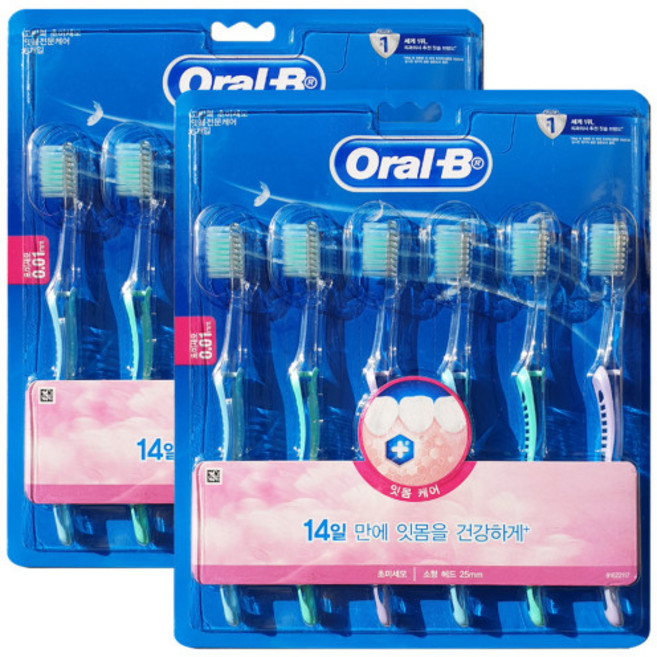 오랄비 고탄력 초미세모 칫솔, 6개입, 2개