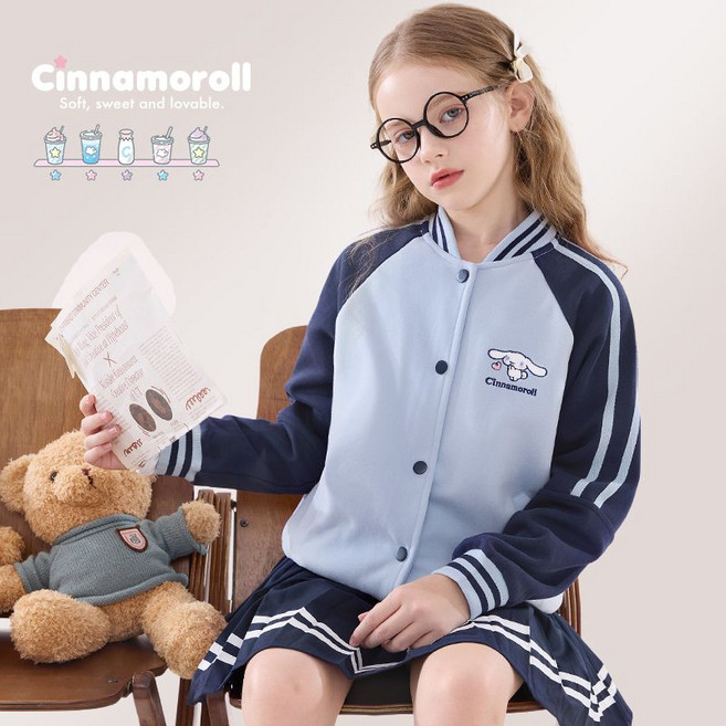 LOVEND 산리오 시나모롤 어린이 긴팔 야구복 봄가을 남녀아공용 상의 외투