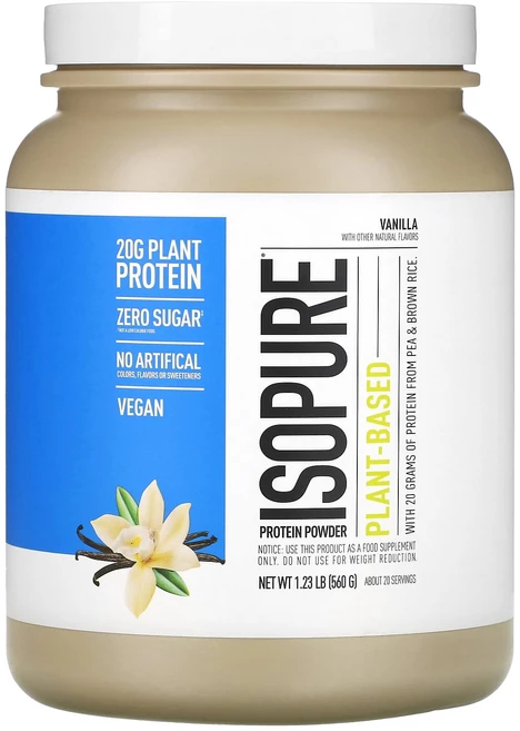 Isopure 식물 기반 단백질 바닐라 558g(1.23lb), 1개 - 쿠팡